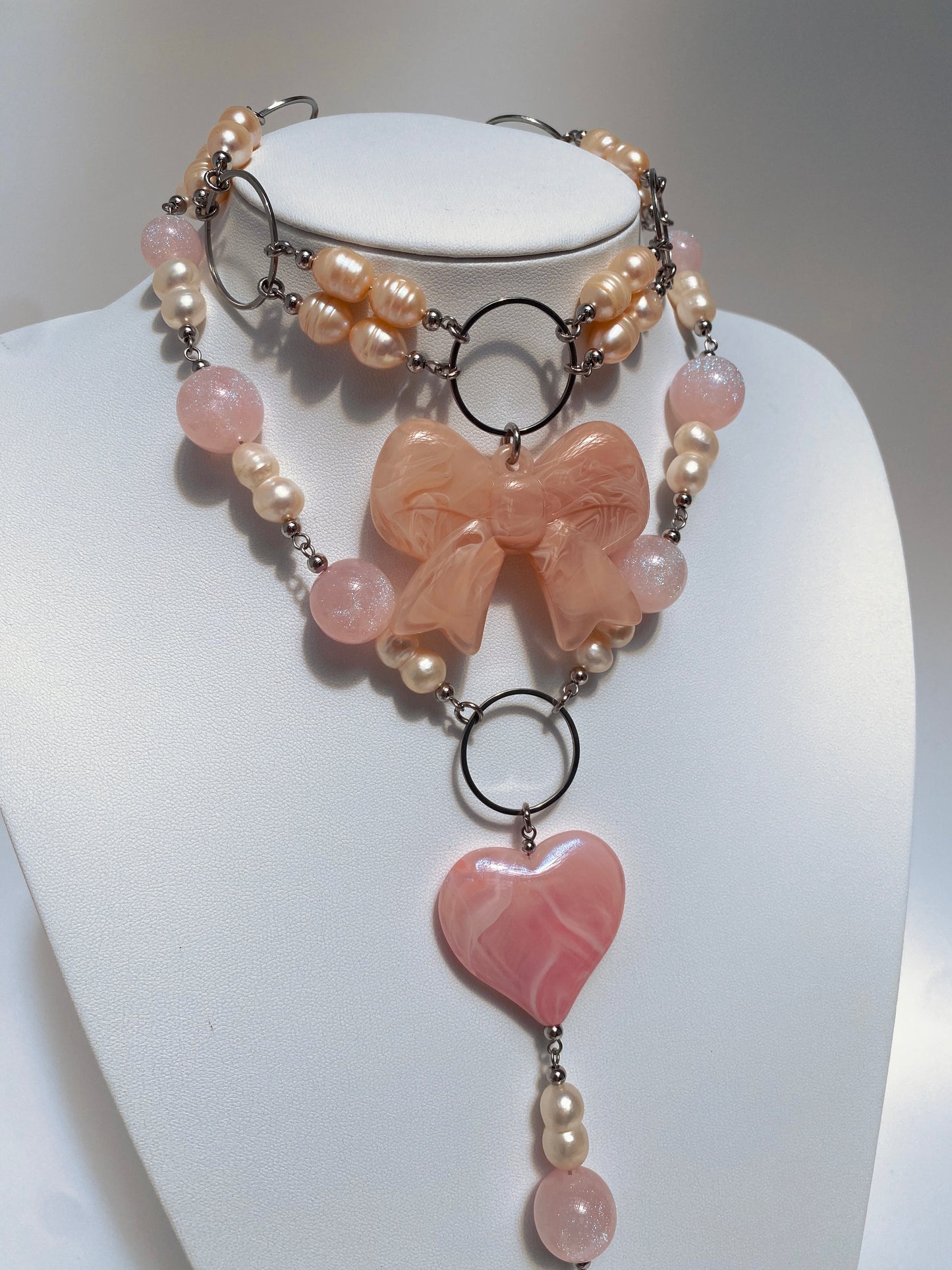 Luxe Bow Choker - Pale Pink