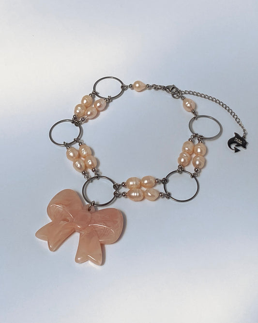 Luxe Bow Choker - Pale Pink